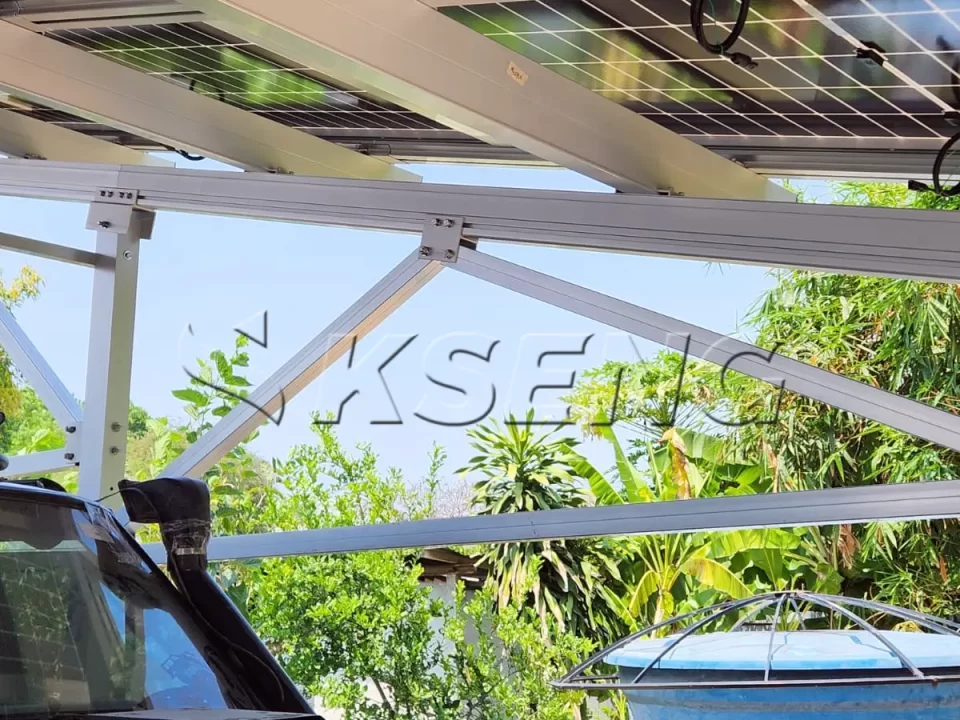泰国铝合金车棚光伏支架9.4KW项目案例