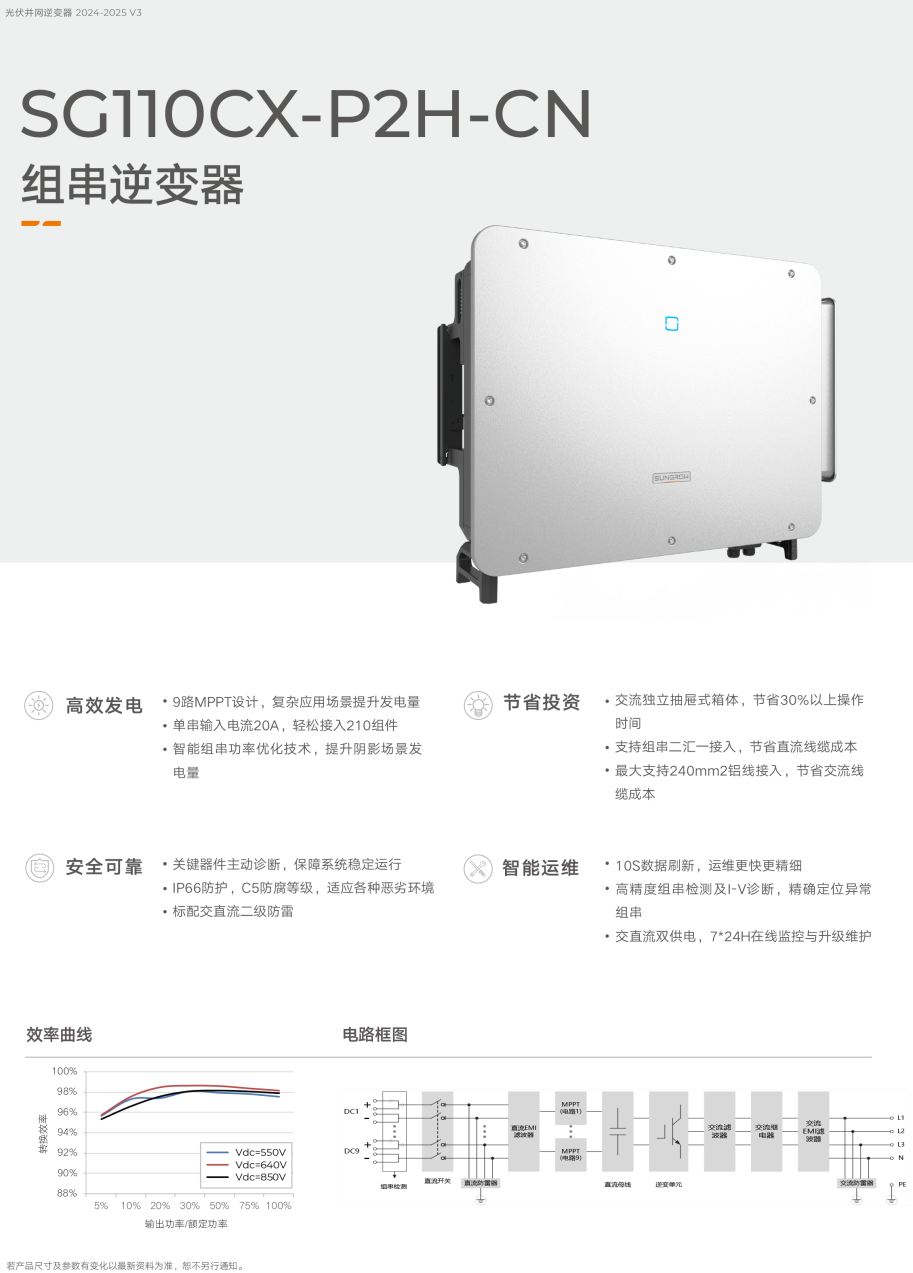 阳光电源光伏逆变器 110kW SG110CX-P2H-CN